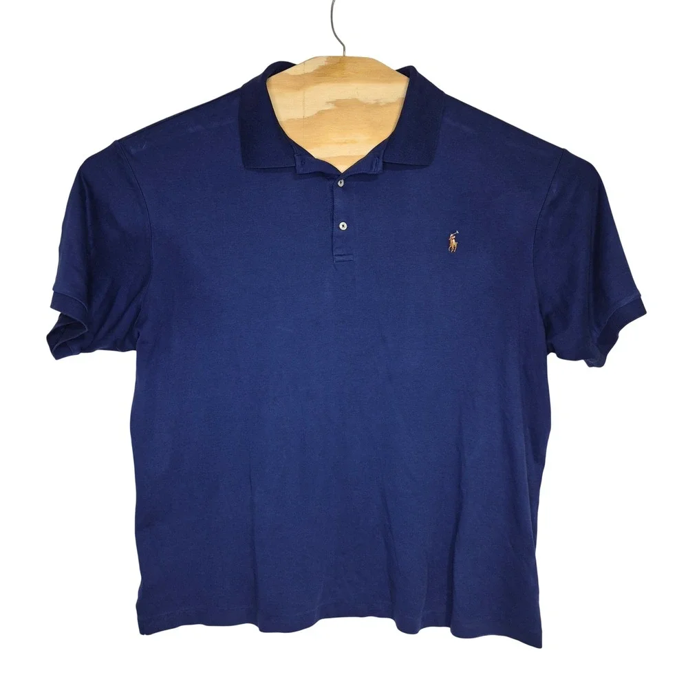 Polo Ralph Lauren Polo Shirt Mens 2XB Blue Short Sleeve‎ Preppy Flesh Pony